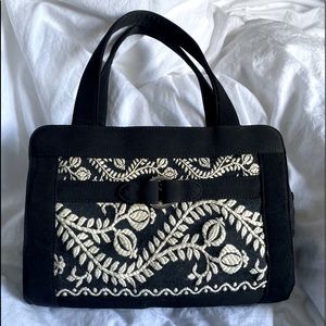 Vera Bradley BLK Microfiber Crocheted Satchel